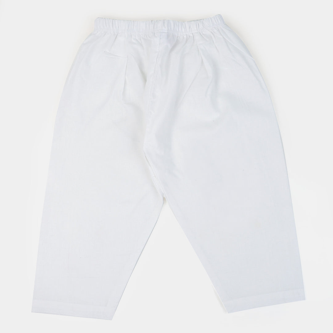 Girls Cotton Shalwar - White