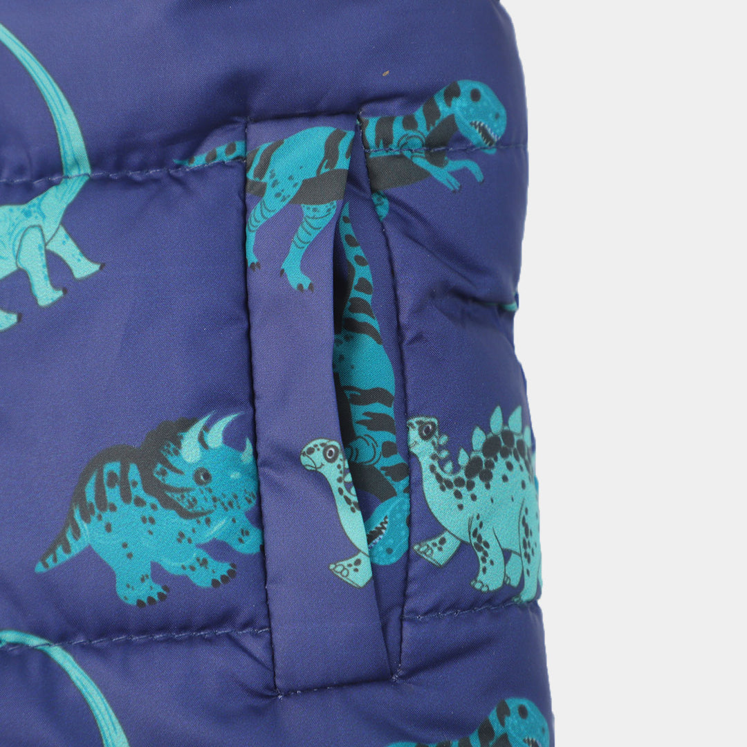 Infant Boys Sleeve Less Quilted Jacket Dino-Navy