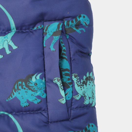 Infant Boys Sleeve Less Quilted Jacket Dino-Navy