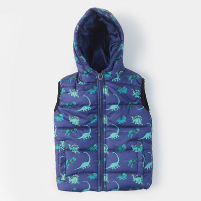 Boys Sleeve Less Quilted Jacket Dino - NAVY