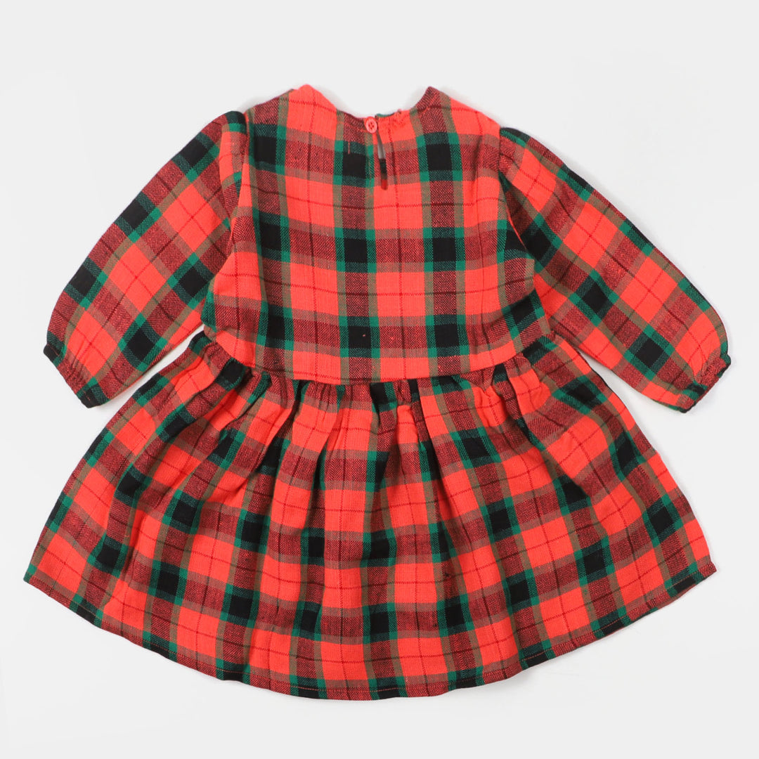 Girls Flannel Frock -Dark Pink