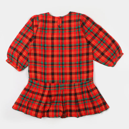 Girls Flannel Frock - Red