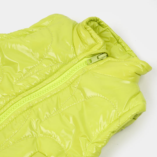 Infant Girls Volcanic Quilted Jacket - Neon Green