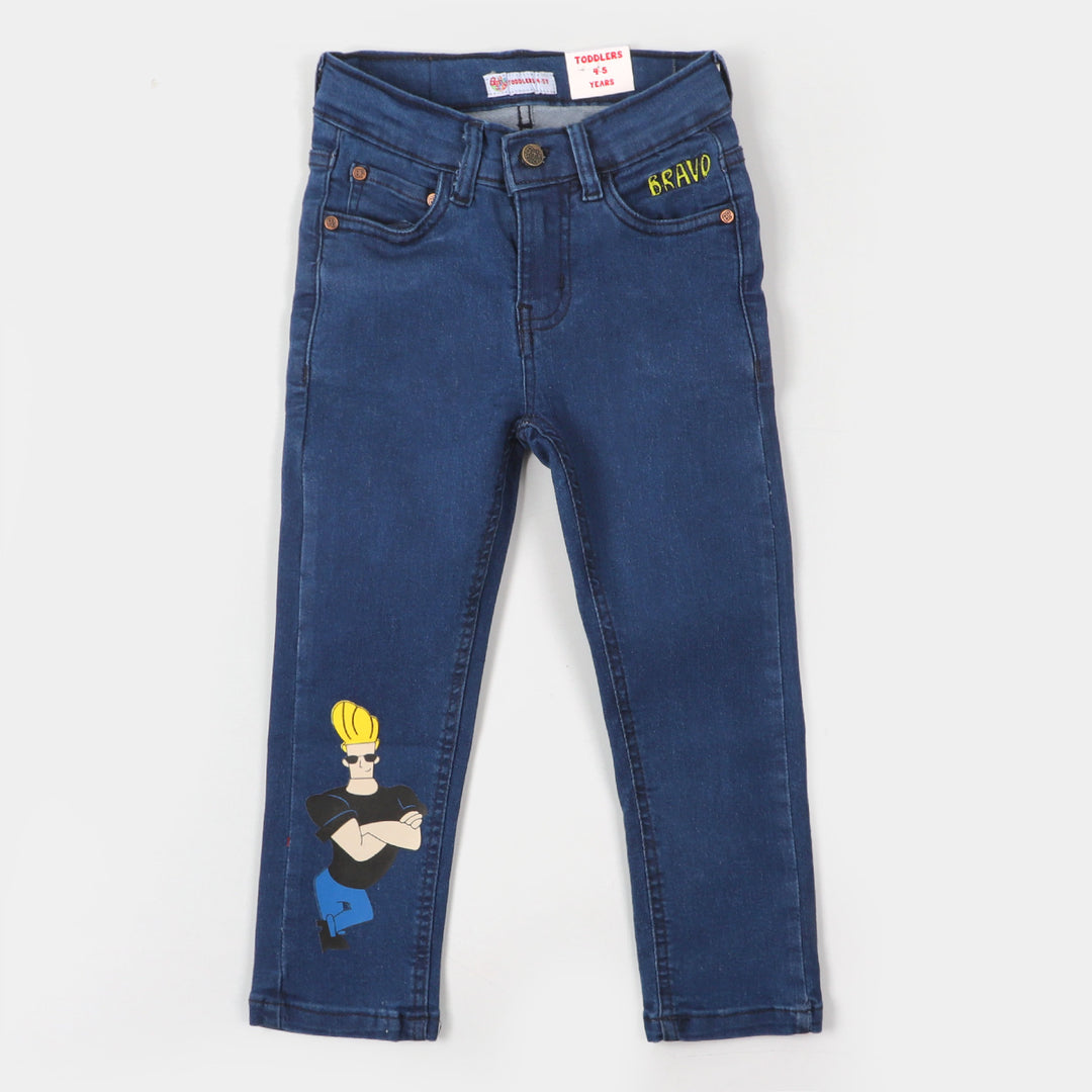 Boys Denim Pant Character Print- Mid Blue