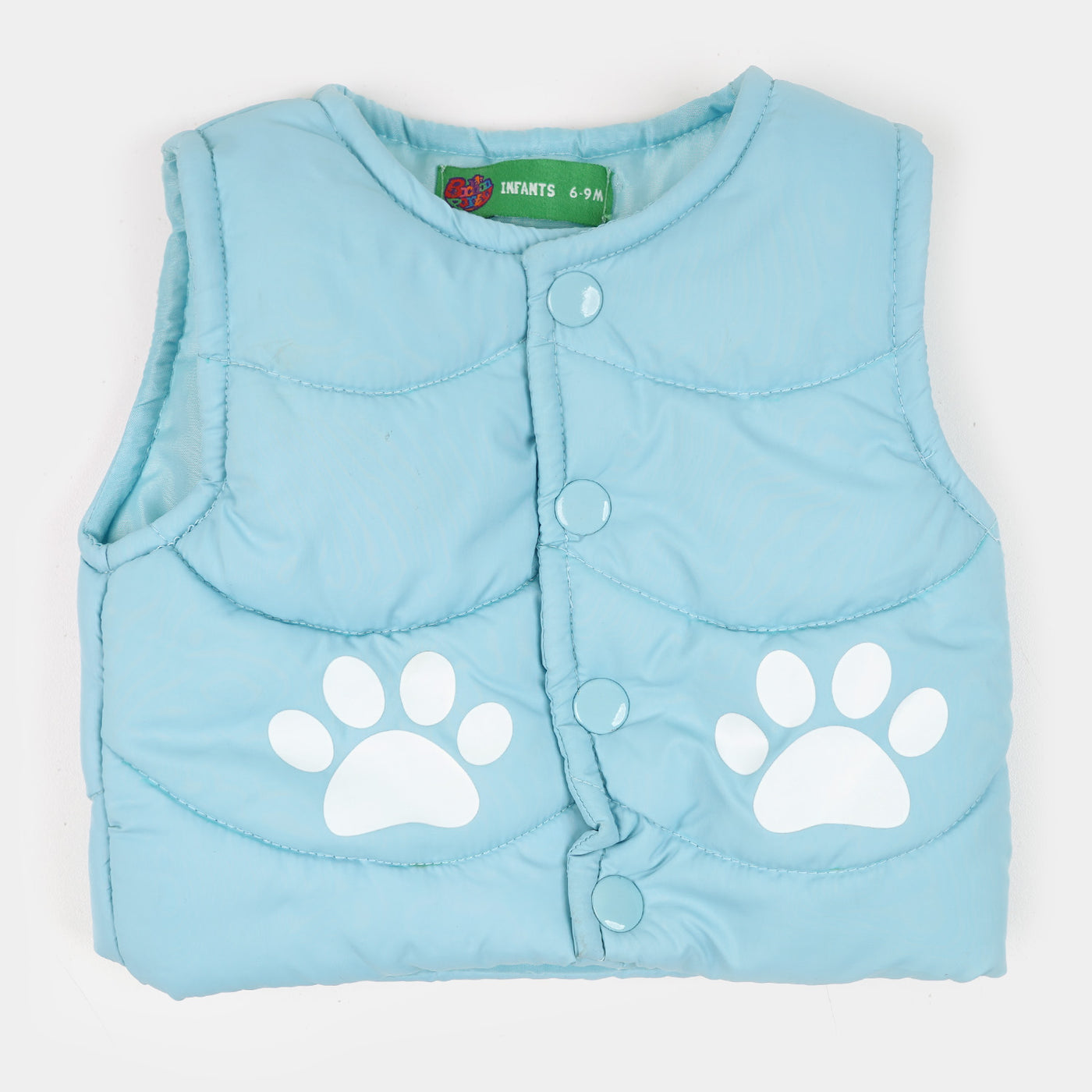 Infant Girls Quilted Jacket S/L Bear - Sky Blue