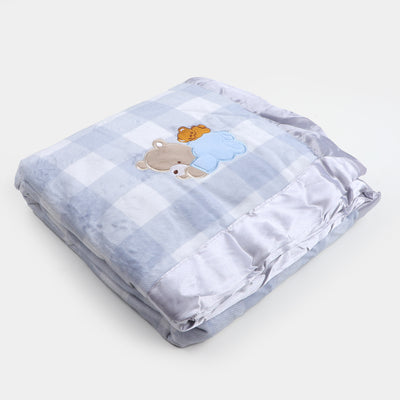 Unisex Baby Plush Velvet and Sherpa Blanket - Bear Gray