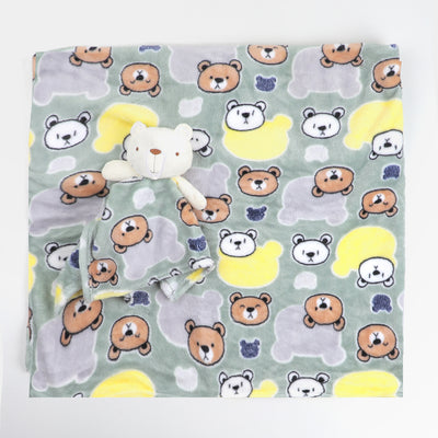 Bear Face Printed Baby Wrapping Blanket