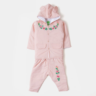 Infant Girls Knitted 2 PCs Suit Floral - White