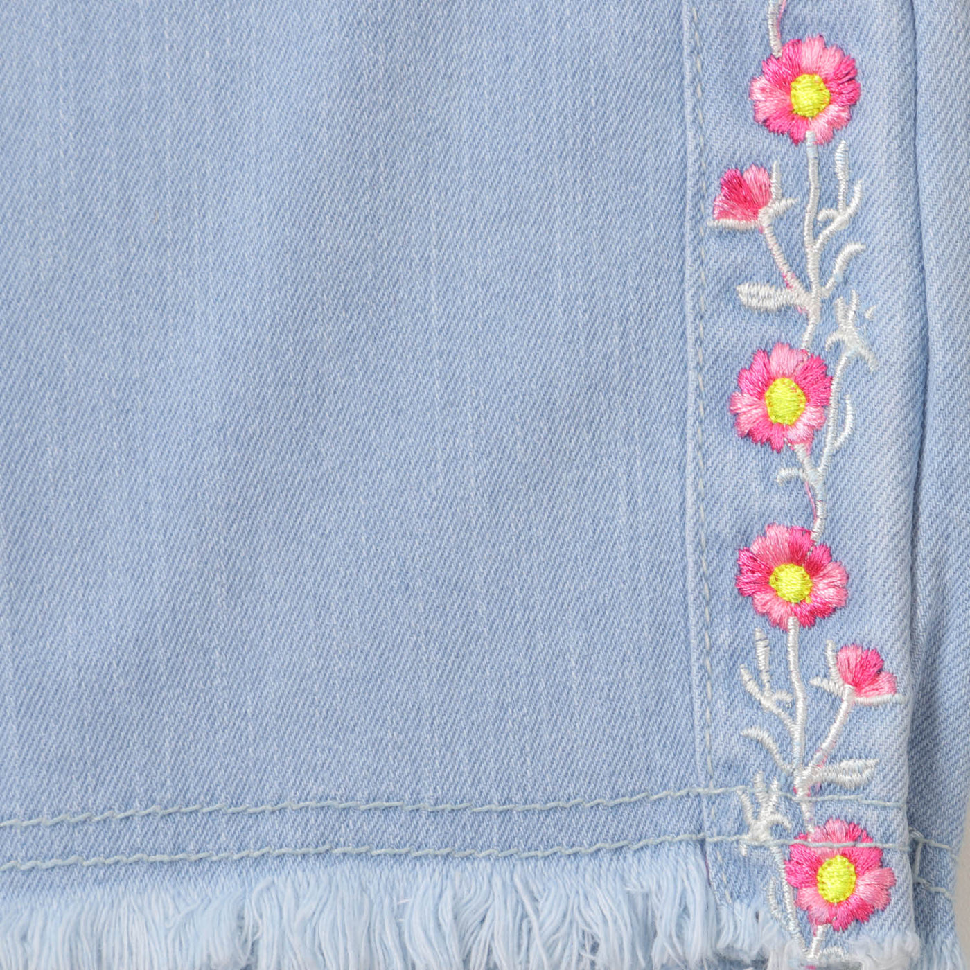 Girls Pant Denim Floral - Ice Blue