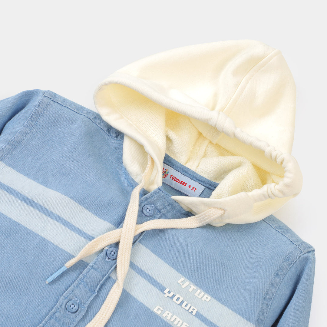 Boys Hooded Shirt Lit Up - LIGHT BLUE
