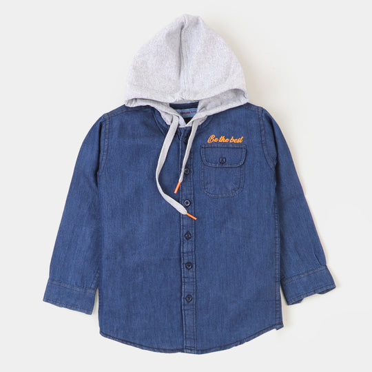 Boys Hooded Shirt Be The Best - DARK BLUE