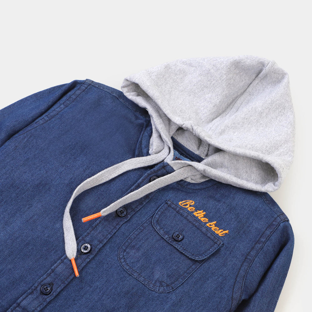 Boys Hooded Shirt Be The Best - DARK BLUE