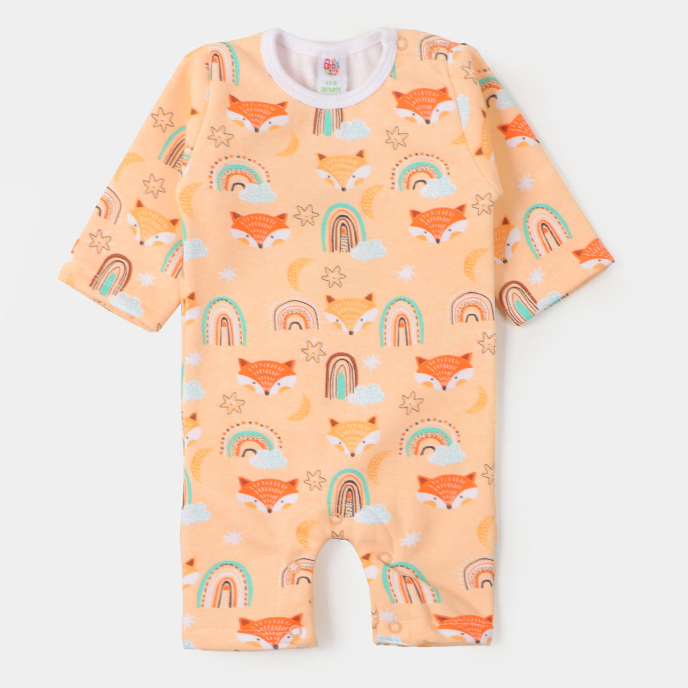 Infant Girls Knitted Romper Night Animal - Peach