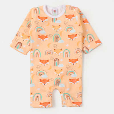 Infant Girls Knitted Romper Night Animal - Peach