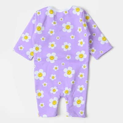 Infant Girls Knitted Romper Sunflower-Purple