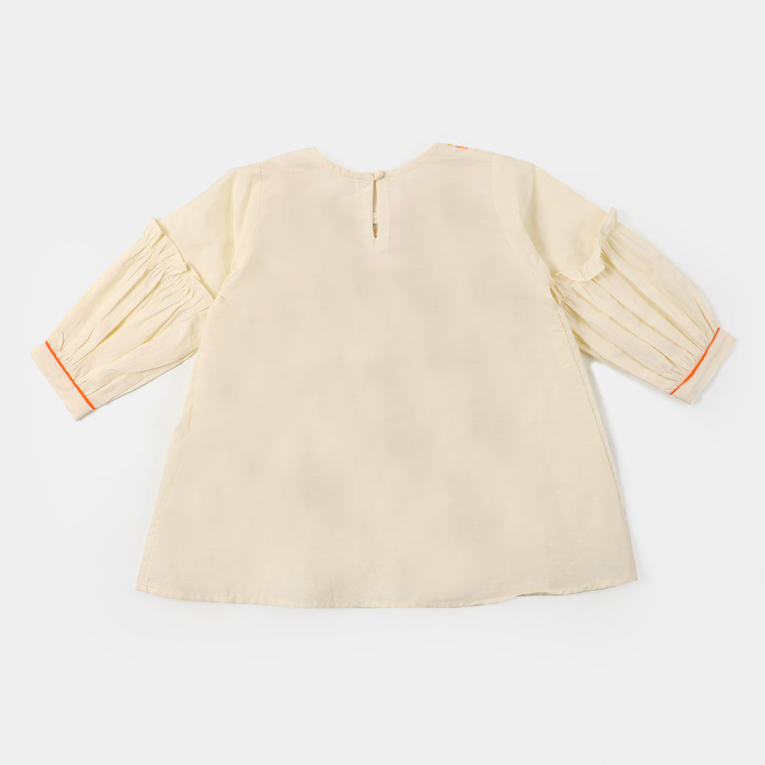 Girls EMB Top Fusion Folk - Cream