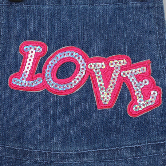 Infant Girls Denim Over All Love Dungaree - Ice Blue