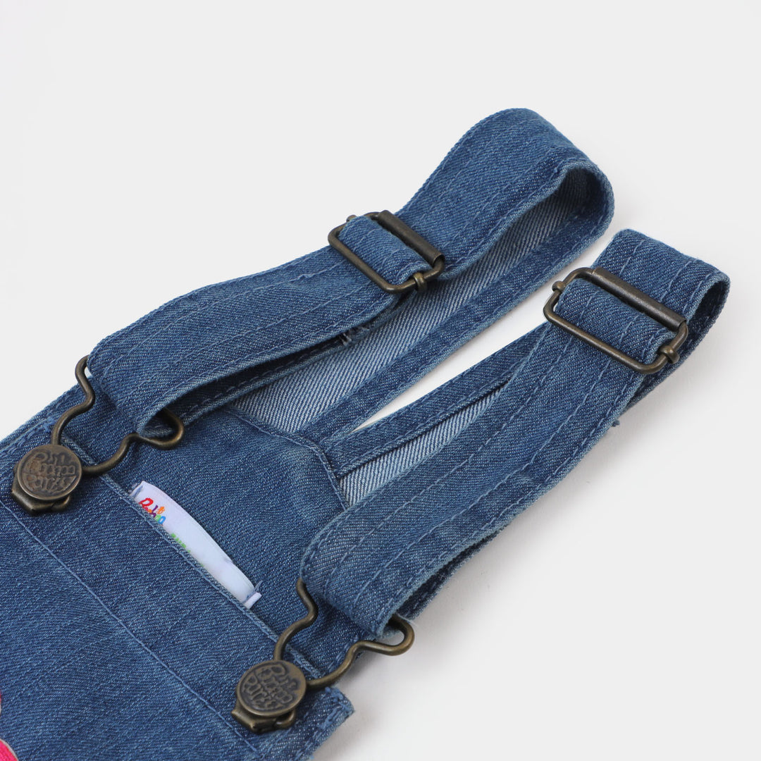 Infant Girls Denim Over All Love Dungaree - Ice Blue