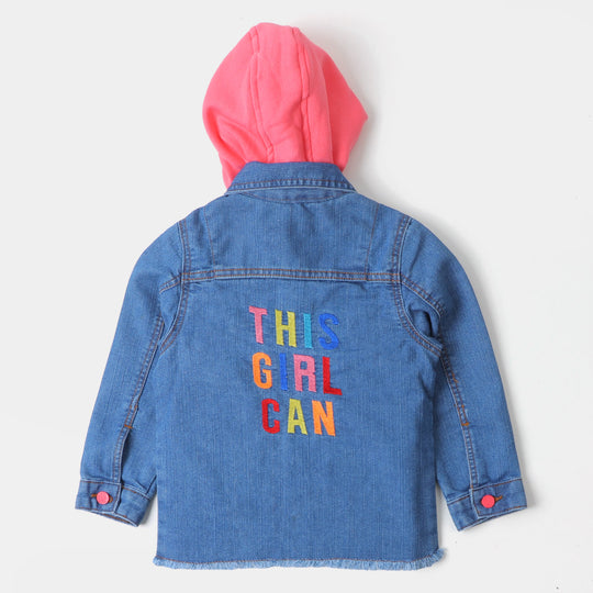 Girls Denim Jacket This Girl Can-Ice Blue