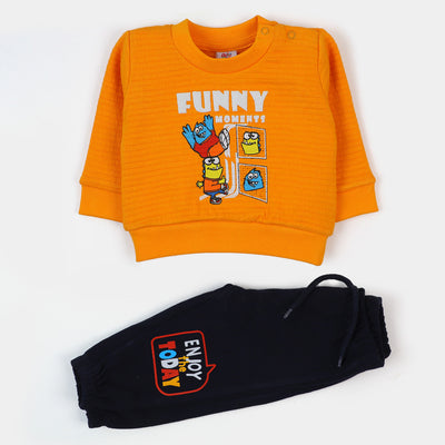 Infant Boys Knitted Suit Funny Moments-ORANGE