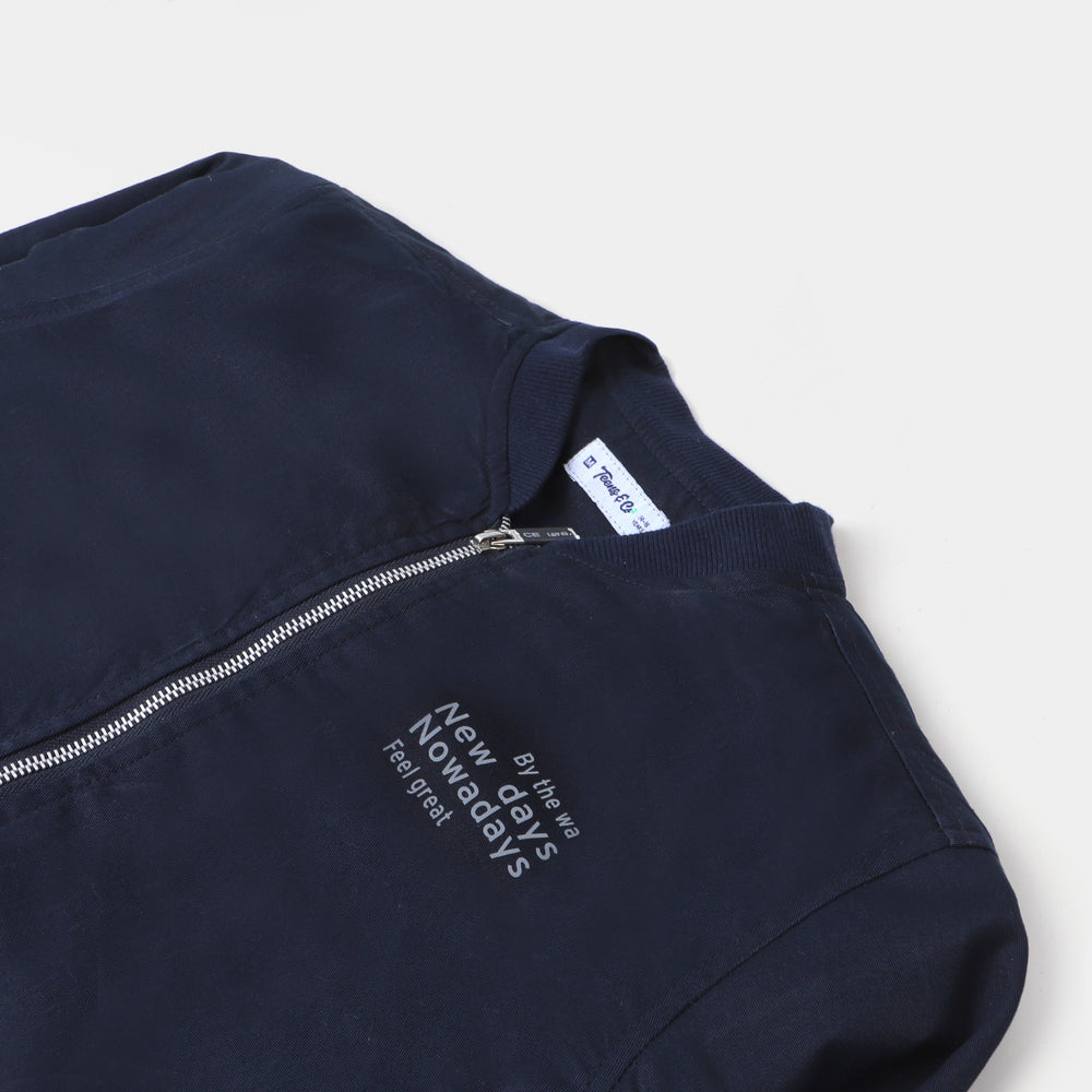 Teens Boys Denim Jacket Indigo Zipper - Navy Blue