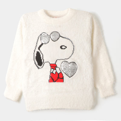 Girls Sweater Character -White