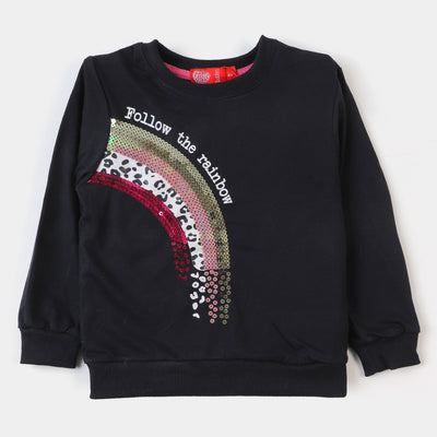 Girls Winter Sweatshirt Rainbow -BLACK