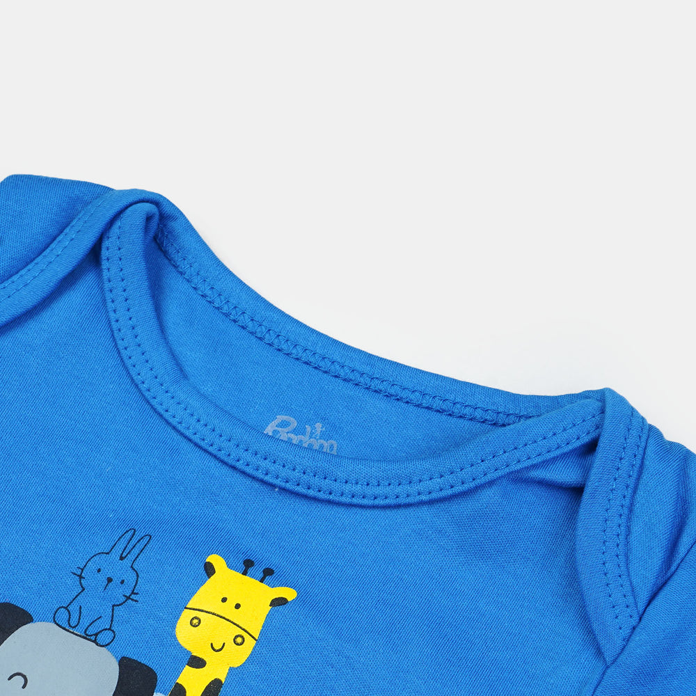 Infant Cotton Romper Happy Everyday - Diva Blue
