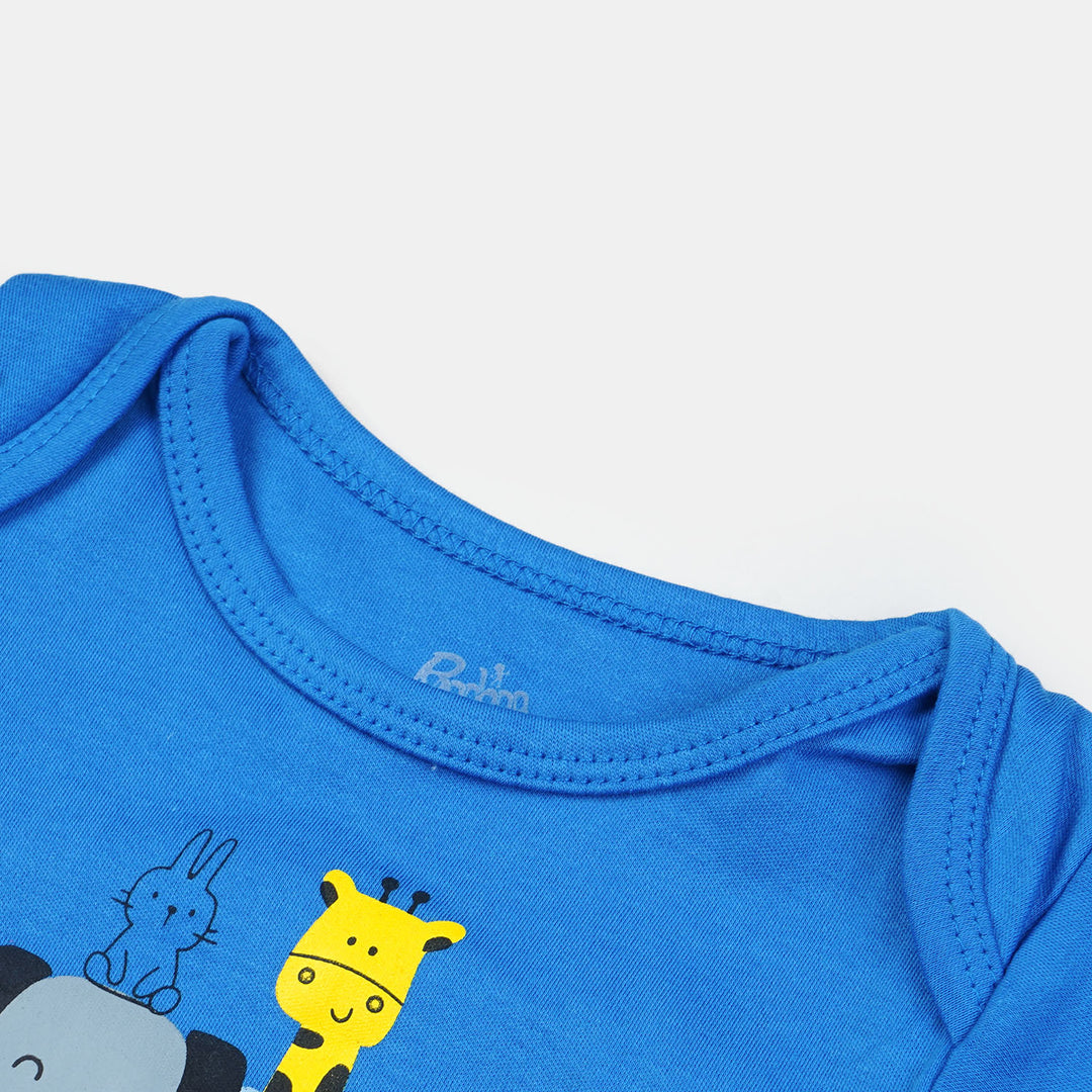 Infant Cotton Romper Happy Everyday - Diva Blue