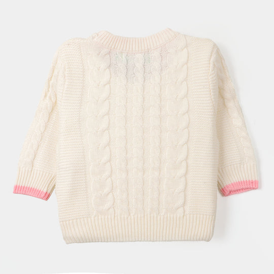 Infant Girls Sweater Flower  - Off White