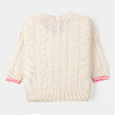 Infant Girls Sweater Flower  - Off White