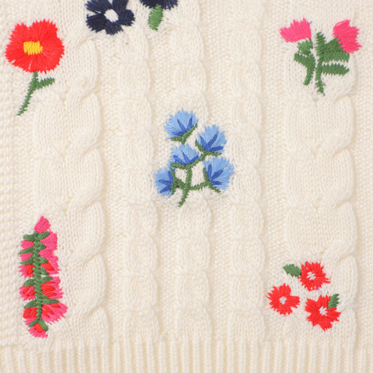 Infant Girls Sweater Flower  - Off White