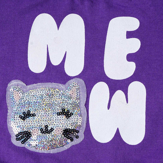 Infant Girls Sweatshirt Meow - Purple