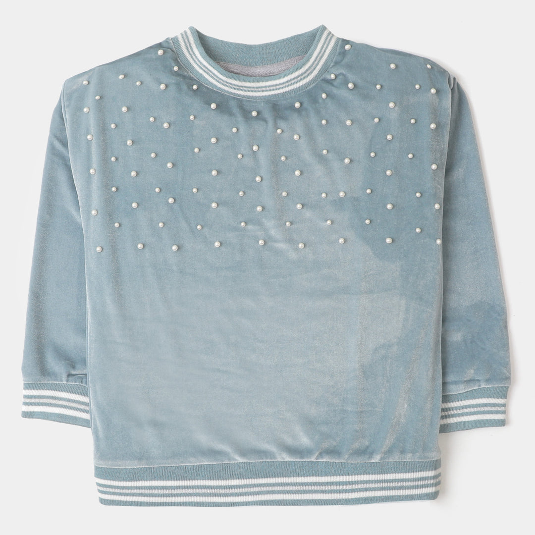 Girls Sweatshirt Pearls  - GREY