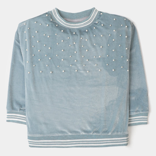 Girls Sweatshirt Pearls  - GREY