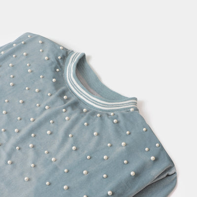 Girls Sweatshirt Pearls  - GREY