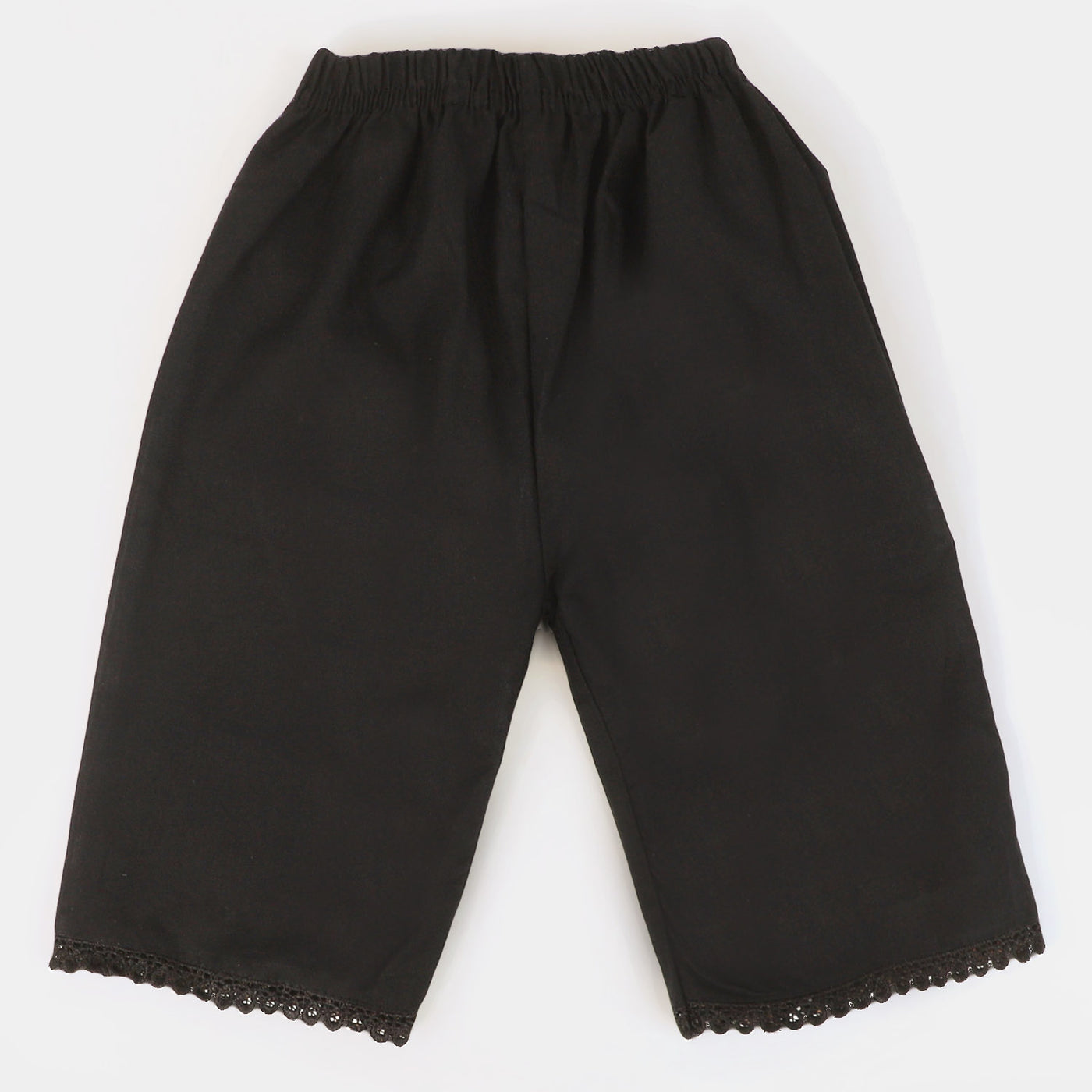 Infant Girls Cotton Culotte With Lace - BLACK