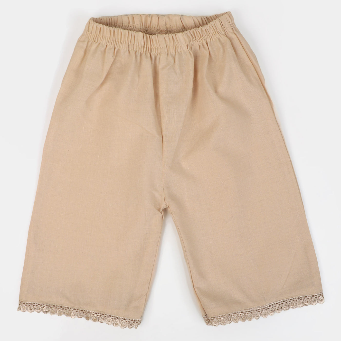 Infant Girls Cotton Culotte With Lace - Fawn