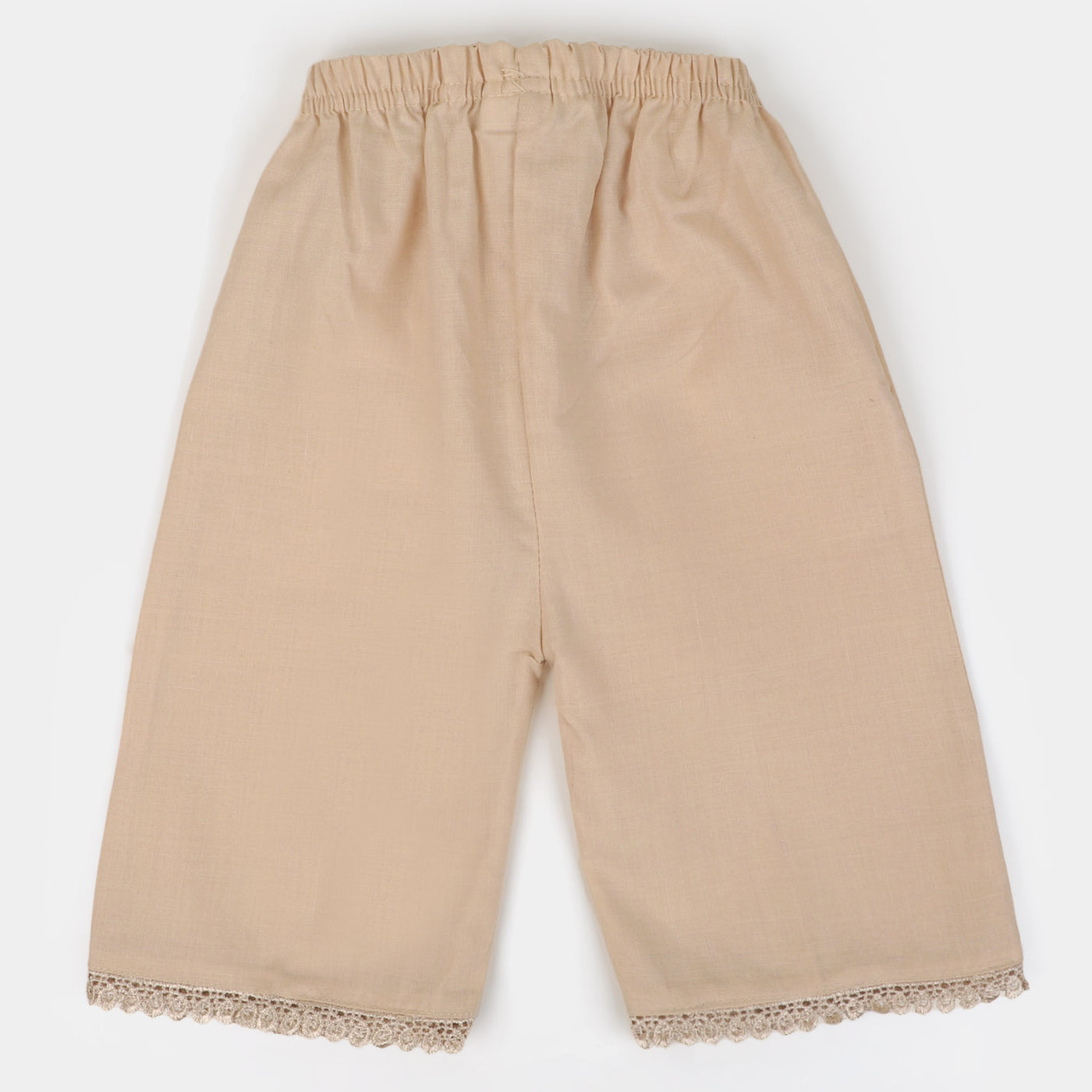 Infant Girls Cotton Culotte With Lace - Fawn