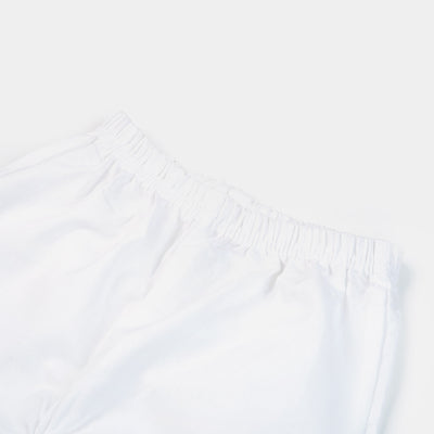 Infant Girls Cotton Culotte With Lace - White