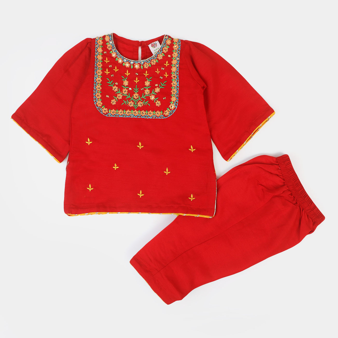 Infant Girls 2Pcs Suit Gulab Rang - Red