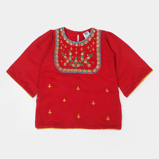 Infant Girls 2Pcs Suit Gulab Rang - Red