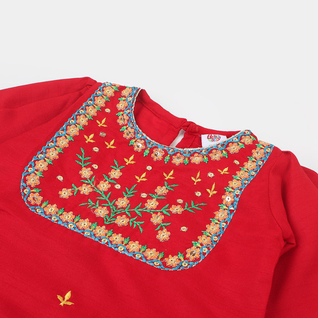 Infant Girls 2Pcs Suit Gulab Rang - Red
