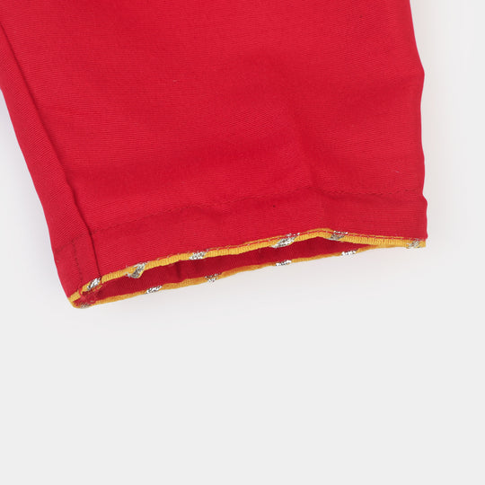 Infant Girls 2Pcs Suit Gulab Rang - Red