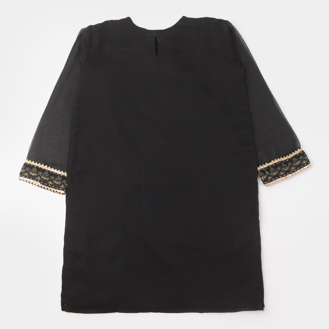 Girls Chiffon 3Pcs Suit - BLACK
