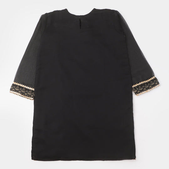 Girls Chiffon 3Pcs Suit - BLACK
