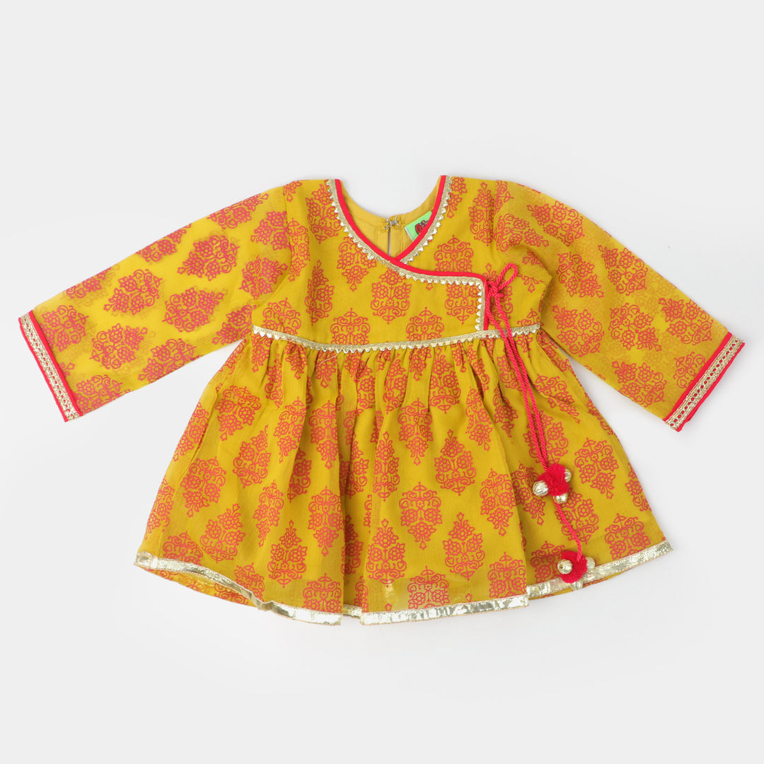 Infant Girls Chiffon Fancy 3Pcs Suit - Mustard