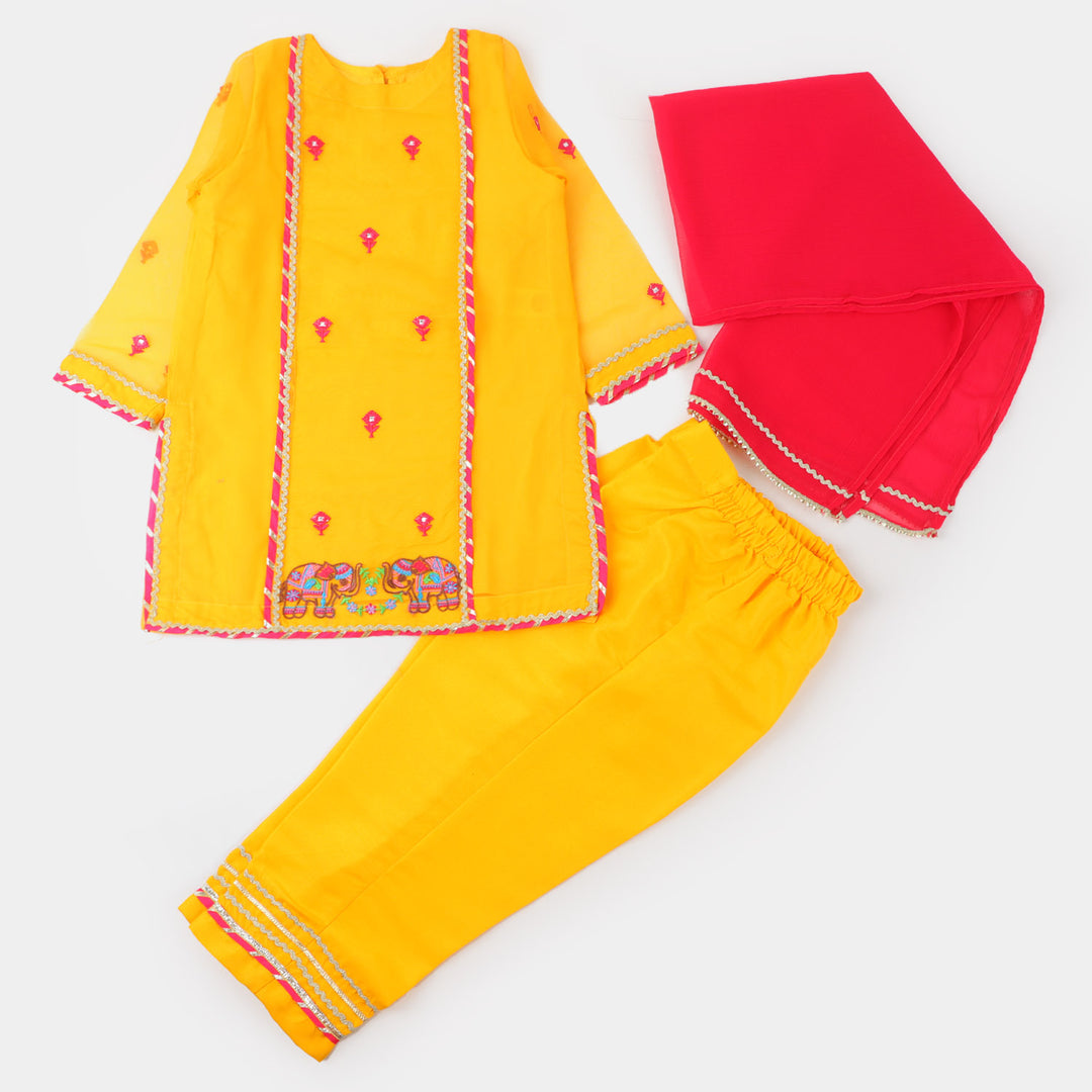 Girls Fancy 3PCs Billing - Yellow