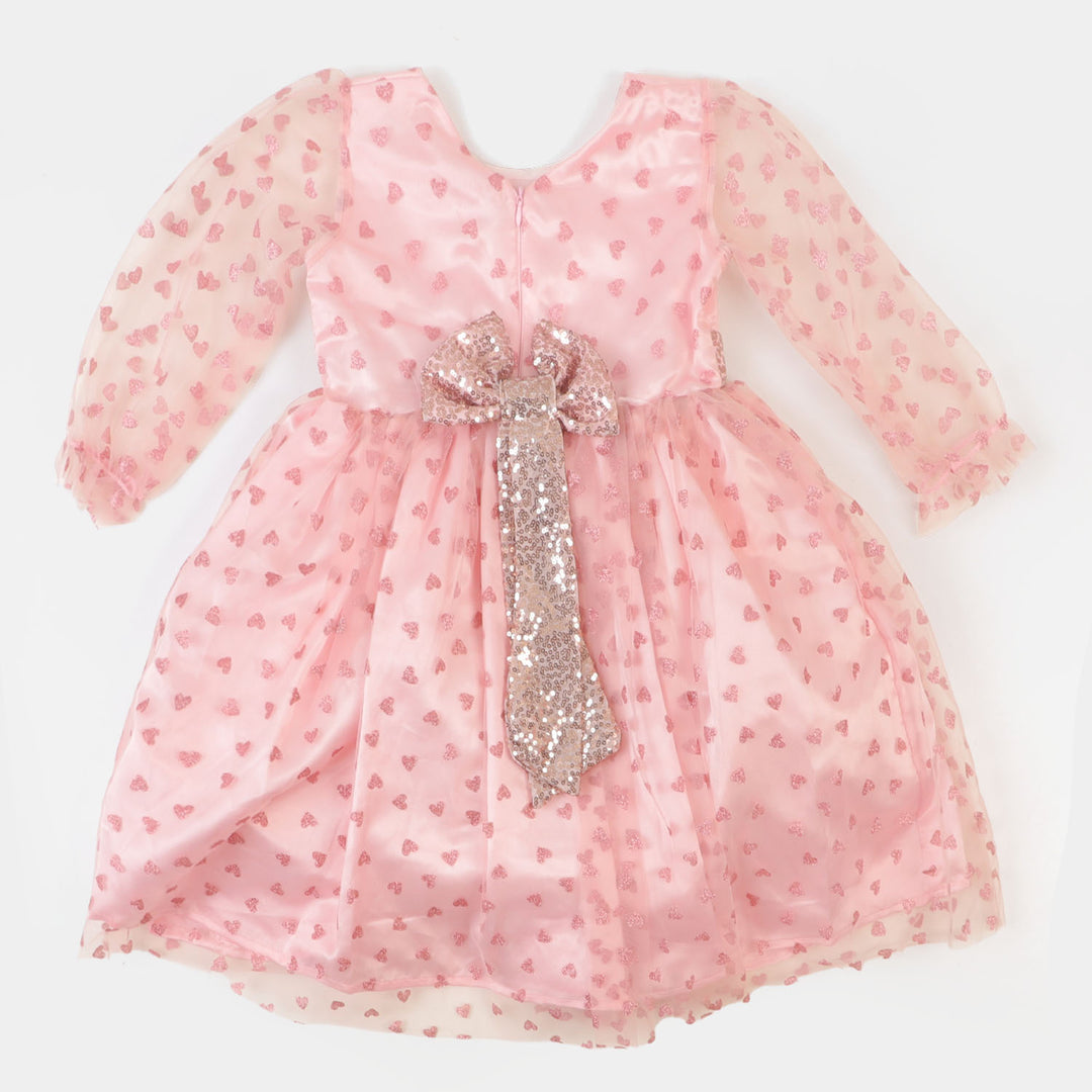 Girls Fancy Frock Hearts - Pink