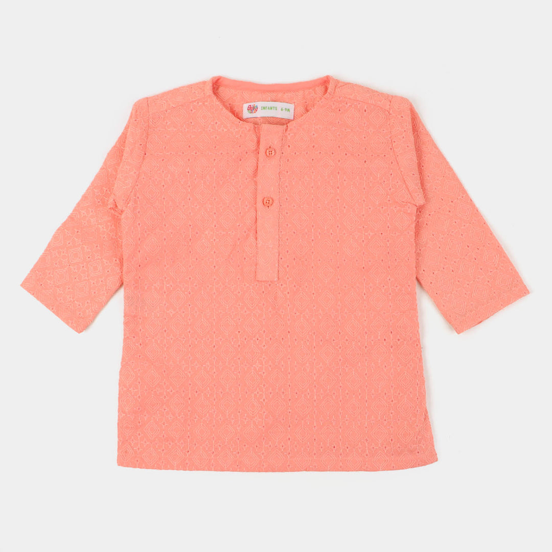 Infant Boys Basic Chicken Kurta - Peach